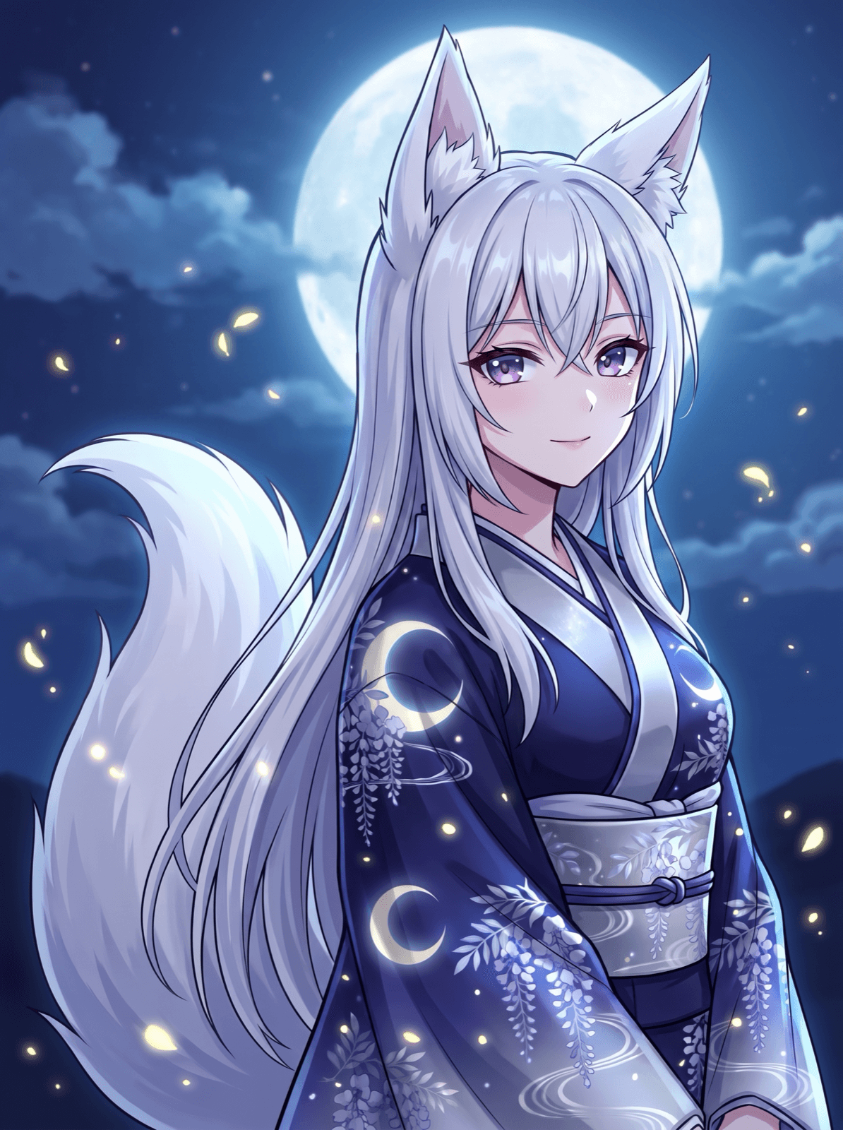 月夜に佇む白狐の化身・葛葉